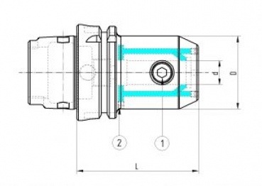 Preview: Fräseraufnahme Weldon DIN 6359 mit Kühlkanal HSK80A D=20 A=100