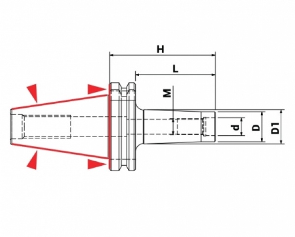 SK40 Aufnahme für Einschraubfräser M8x55 -DUAL CONTACT-